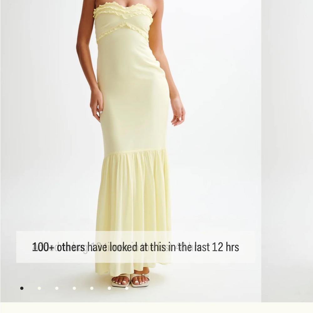 Meshki Olivette Strapless Chiffon Elegant Yellow Maxi Dress